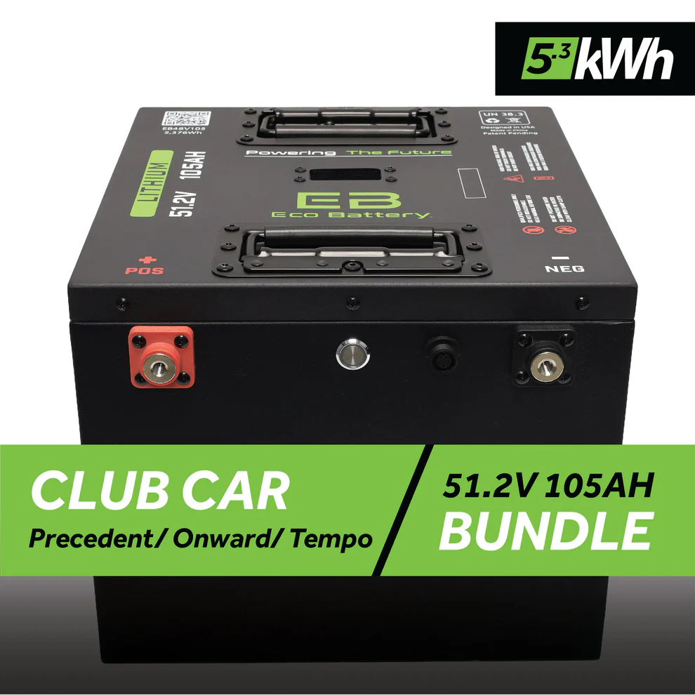 Club Car Precedent/Onward/Tempo 2004+ Eco Lithium 51v 105Ah GEN3 Battery Bundle – Thru Hole