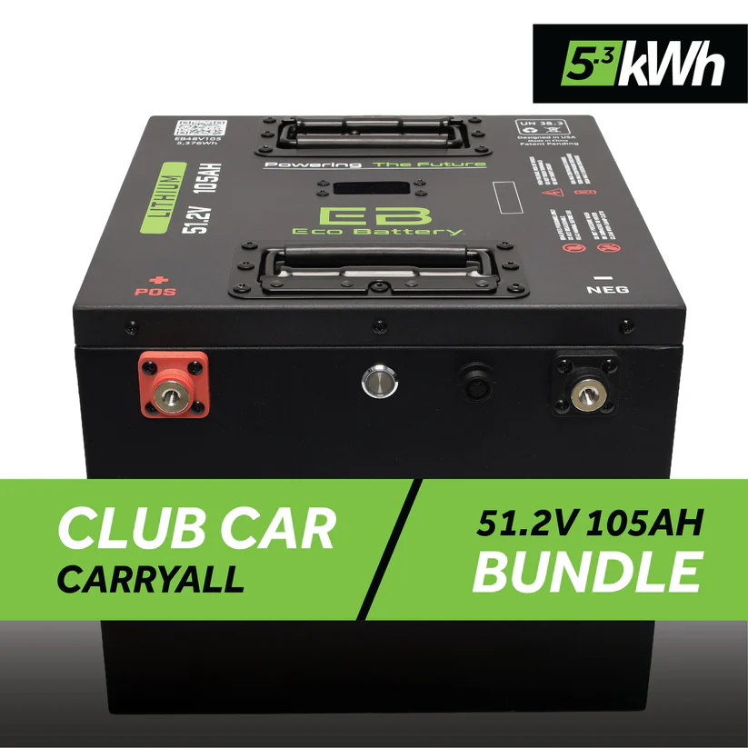 Club Car Carryall Eco Lithium 51v 105Ah GEN3 Battery Bundle – Thru Hole