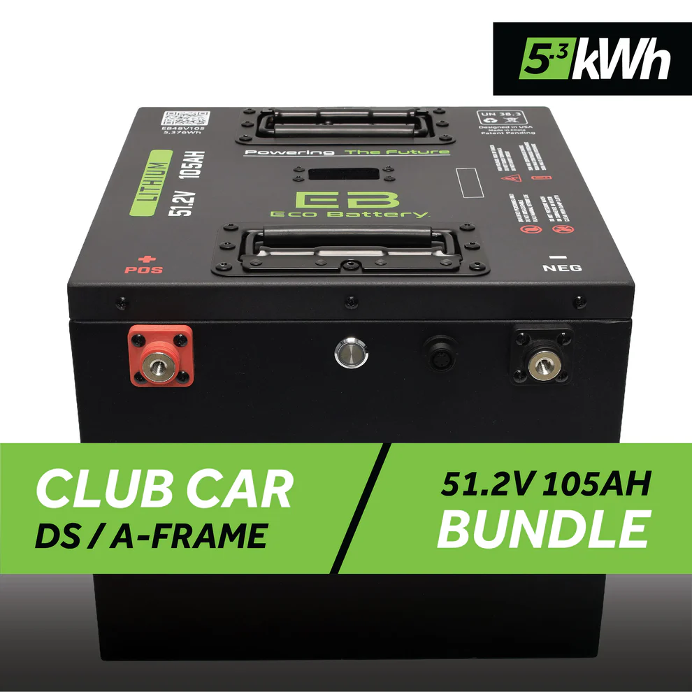 Club Car DS Eco Lithium 51v 105Ah GEN3 Battery Bundle – Thru Hole