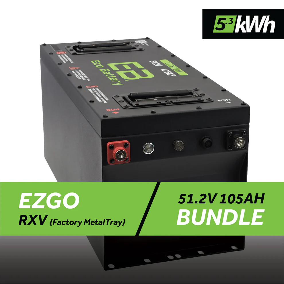 EZGO Freedom RXV with Metal Battery Tray Eco Lithium 51v 105Ah GEN3 Battery Bundle – Skinny