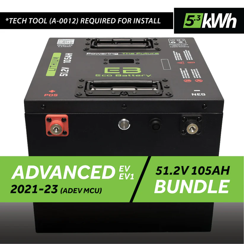 Advanced EV1 2021-2023 Eco Lithium 51v 105Ah GEN3 “AE MCU” Battery Bundle – Thru Hole