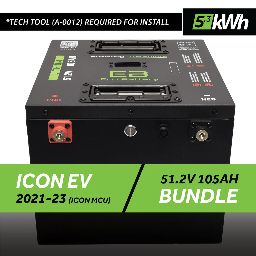 ICON EV 2021-2023 Eco Lithium 51v 105Ah GEN3 “ICON MCU” Battery Bundle – Skinny