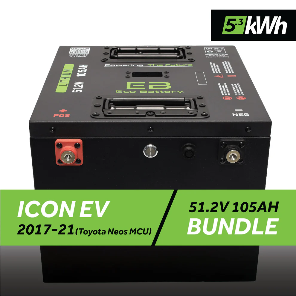 ICON EV 2017-2021 Eco Lithium 51v 105Ah GEN3 “Toyota MCU” Battery Bundle – Thru Hole