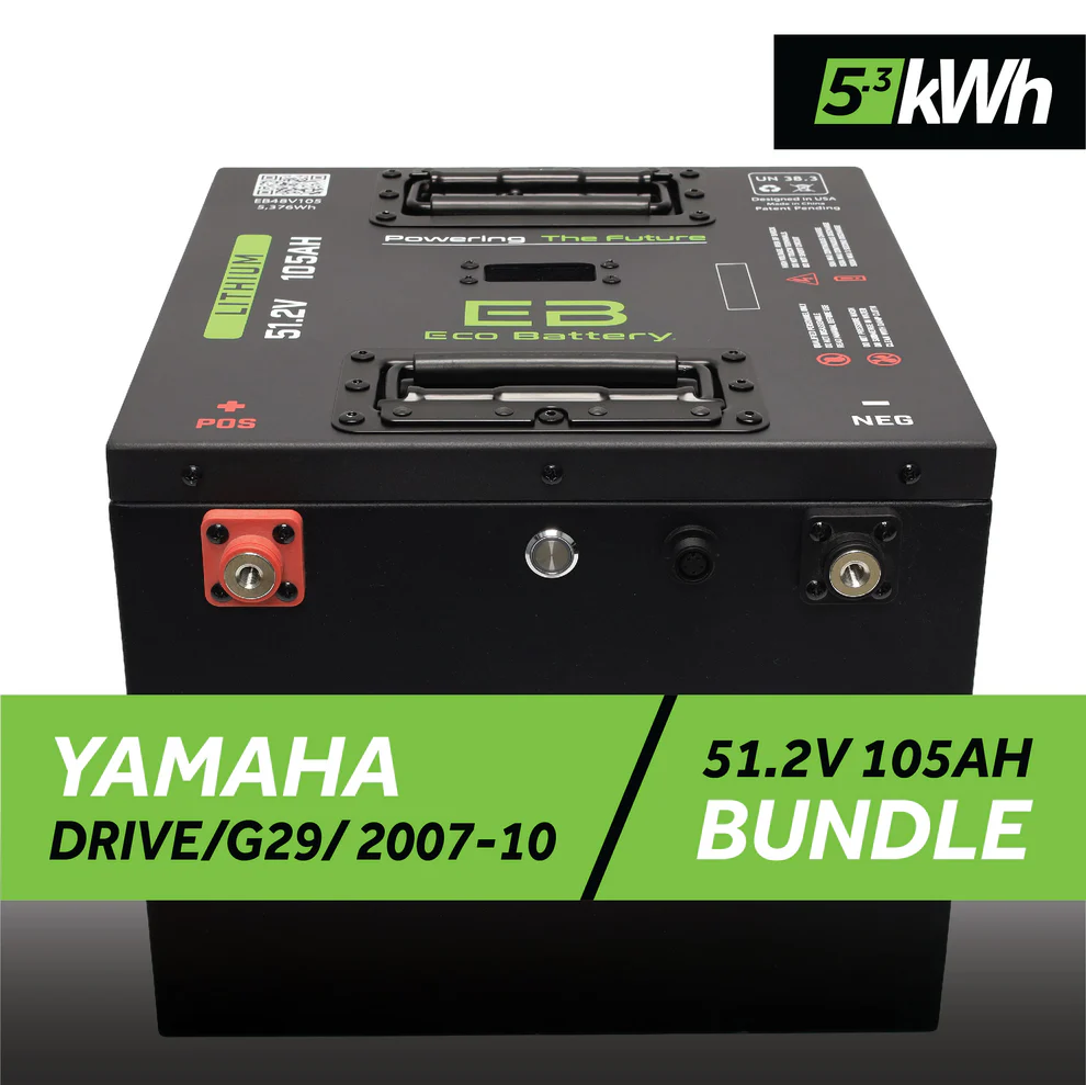 Yamaha G29/Drive 2007-2010 Eco Lithium 51v 105Ah GEN3 Battery Bundle – Thru Hole